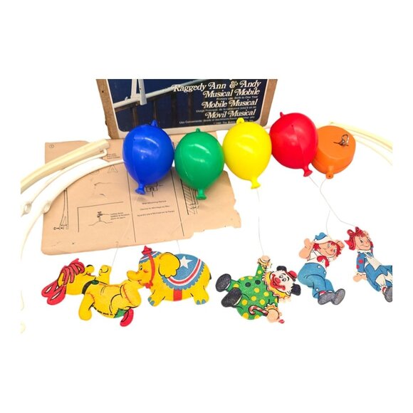 Dolly Toy Raggedy Ann & Andy Musical Mobile No. 613 Bobbs-Merrill 1980 Nursery - Picture 11 of 16